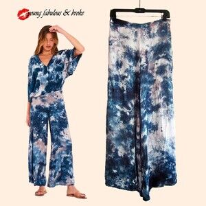 YOUNG FABULOUS & BROKE NEW AIKO MIDNIGHT CANYON Tie Dye Flare Leg Pant